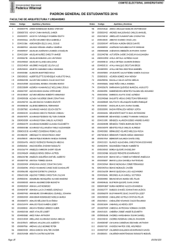 Lista de la Facultad de Arquitectura y Urbanismo