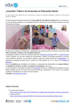 &iexcl;Atenci&oacute;n! Talleres de formaci&oacute;n en Educaci&oacute;n Inicial