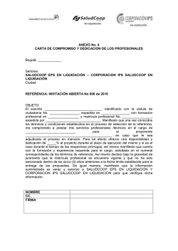 Anexo No. 4 Carta de Compromiso y Dedicaci&oacute;n de