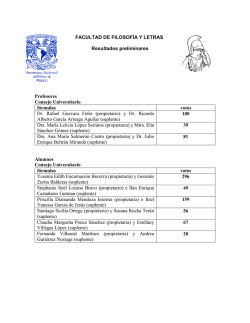 FACULTAD DE FILOSOF&Iacute;A Y LETRAS Resultados preliminares