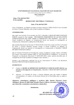 resoluci&oacute;n rectoral n&ordm; - Universidad Nacional Mayor de San Marcos