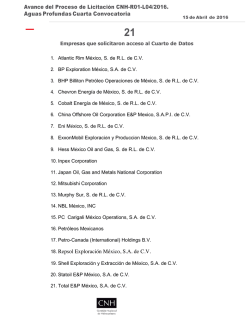 Avance del Proceso de Licitaci&oacute;n CNH-R01-L04/2016