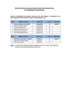resultados evaluaci&oacute;n de convocatoria para contrataci&oacute;n de