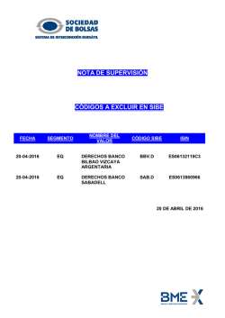 nota de supervisi&oacute;n c&oacute;digos a excluir en sibe