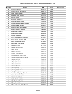 Facultad de Artes y Dise&ntilde;o. UNCUYO. Padr&oacute;n definitivo ALUMNOS