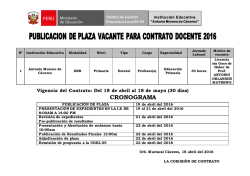 Plaza vacante en la I.E. Antonia Moreno de C&aacute;ceres-SJL