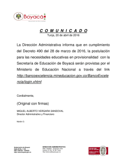 comunicado - Secretaria de Educaci&oacute;n de Boyac&aacute;
