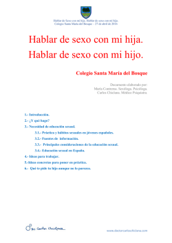 Hablar de sexo con mis hijos. Documento para padres. Abril 2016