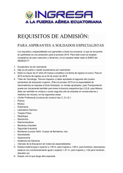 Requisitos Aspirantes Soldados Especialistas