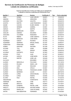 Servicio de Certificaci&oacute;n de Personas de Sedigas Listado de