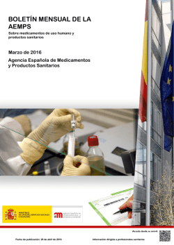Bolet&iacute;n mensual de la AEMPS del mes de marzo de 2016