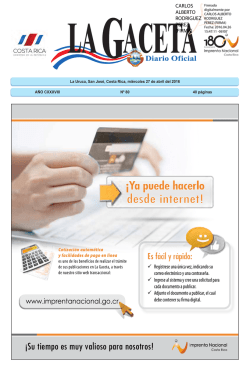 LA GACETA N&deg; 80 de la fecha 27 04 2016