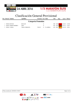 Clasificaci&oacute;n General Provisional - Real Federaci&oacute;n Espa&ntilde;ola de