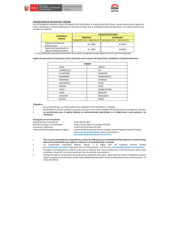 CONVOCATORIA N&ordm; 003-2016-PNT- GENERAL Con la finalidad de