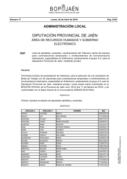 Listado de admitidos y excluidos Diputaci&oacute;n Provincial de Ja&eacute;n BOP