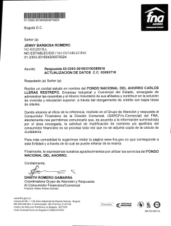 Bogota D.C. Senor (a) JENNY BARBOSA ROMERO NO