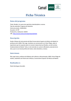 Ficha T&eacute;cnica: Rinaldo. Un nuevo reto oper&iacute;stico interdisciplinar a