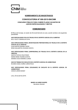 convocatoria n&ordm; 006-2015-sn/cnm comunicado