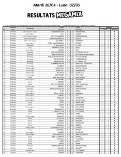 Mardi 26/04 - Lundi 02/05