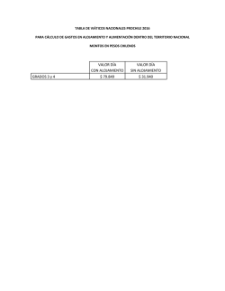 tabla de vi&aacute;ticos nacionales 2016