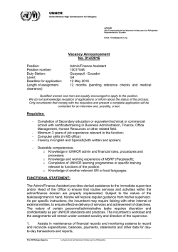 Vacancy Announcement No. 014/2016