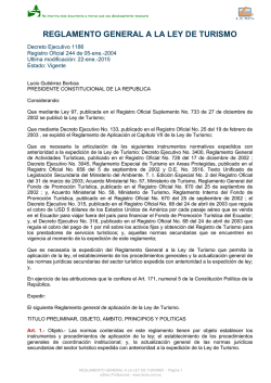 REGLAMENTO GENERAL A LA LEY DE TURISMO