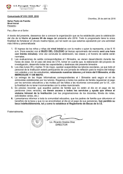 A trav&eacute;s del presente, deseamos dar a conocer la organizaci&oacute;n que