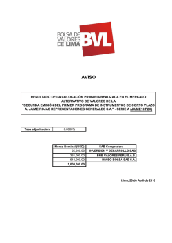 RESULTADO DE LA COLOCACI&Oacute;N PRIMARIA REALIZADA EN EL