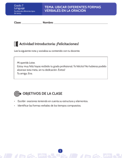 Actividad Introductoria: &iexcl;Felicitaciones! OBJETIVOS DE LA CLASE