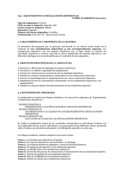 730 - EQUIPAMIENTO E INSTALACIONES DEPORTIVAS. CURSO