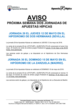 pr&oacute;xima semana dos jornadas de apuestas h&iacute;picas