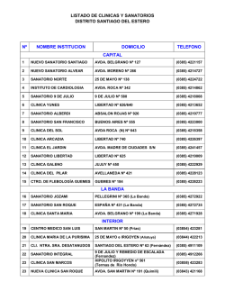 listado de clinicas y sanatorios distrito santiago del estero n&ordm; nombre