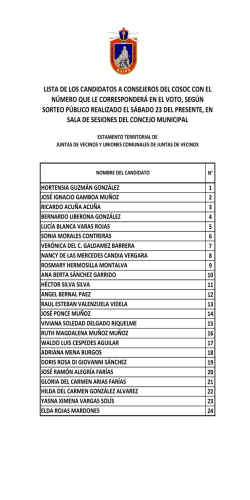 lista de los candidatos a consejeros del cosoc con el n&uacute;mero que le