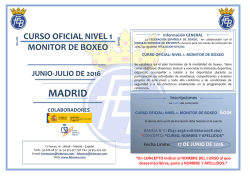 d&iacute;ptico curso oficial nivel 1 - Federaci&oacute;n espa&ntilde;ola de Boxeo