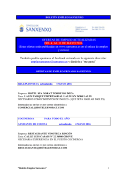 Bolet&iacute;n de ofertas de empleo privado de Sanxenxo (04/05/2016)