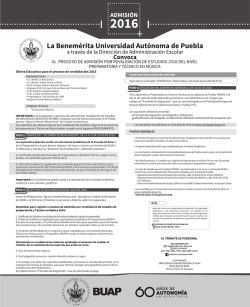 Convocatoria Revalidaci&oacute;n - Admisi&oacute;n de la BUAP