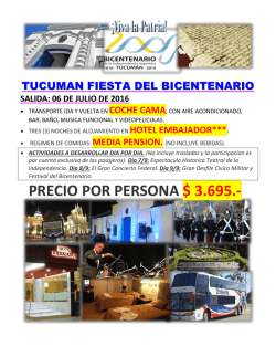 &bull; PRECIO POR PERSONA $ 3.695.-