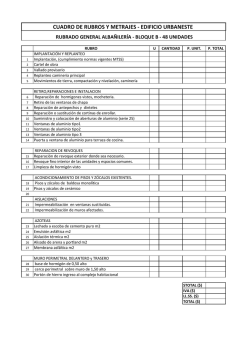 CUADRO DE RUBROS Y METRAJES