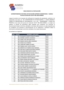 RESULTADOS DE LA POSTULACI&Oacute;N