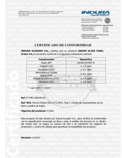 Certificado de Conformidad Argon Ultra Puro Grd. 5