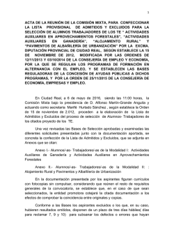 Listado Provisional de admitidos y exclu&iacute;dos de Alumnos