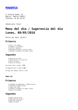 MAWERSA Menu del d&iacute;a / Sugerencia del d&iacute;a
