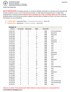 Control de Producci&oacute;n NOTA IMPORTANTE: Estimados alumnos