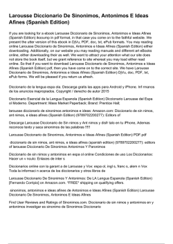 Larousse Diccionario De Sinonimos, Antonimos E Ideas Afines