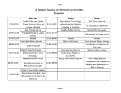 II Coloquio Regional de Matem&aacute;ticas Discretas Programa