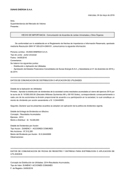 DUNAS ENERGIA SAA mi&eacute;rcoles, 04 de mayo de 2016 Sres