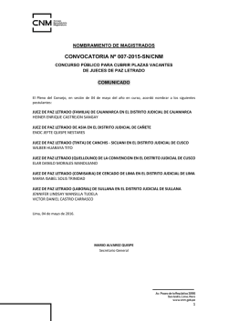convocatoria n&ordm; 007-2015-sn/cnm