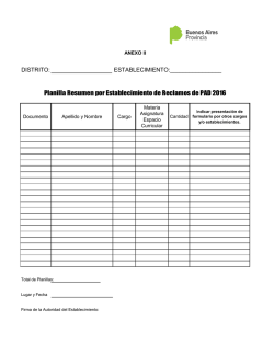 Planilla Resumen por Establecimiento de Reclamos