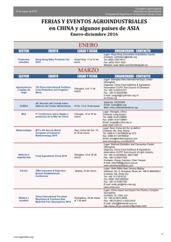 Ferias Agroindustriales 2016 en China y al