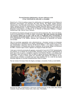 UNAC FESTEJ&Oacute; EL D&Iacute;A DE LA MADRE Desde las 8 y 30 de la